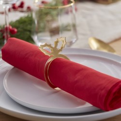 Gold Acrylic Holly Napkin Rings (pack of 6)