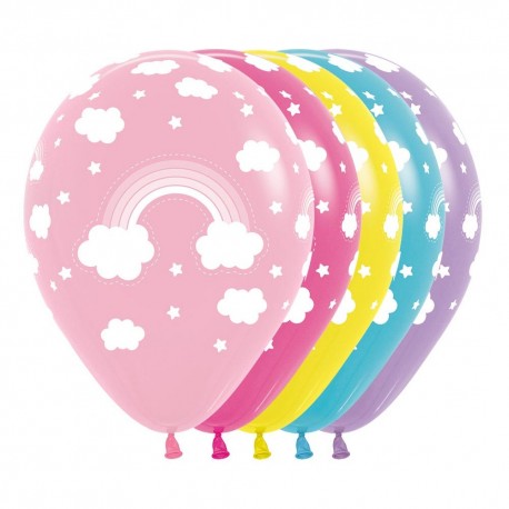 Rainbow Print Latex Balloon (assorted colours)