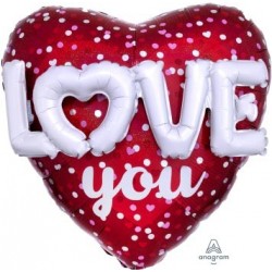 Supershape Love Hearts and Dots Foil Balloon