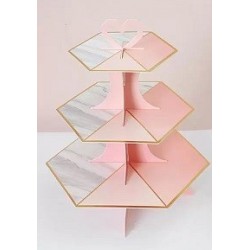 3 Tier Hexagon Cupcake Stand - Peach and marble | Party supplies 