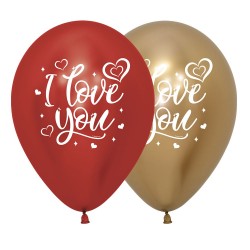 12" I love You chrome latex balloon