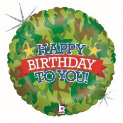 18" Happy Birthday Camo Foil Balloon