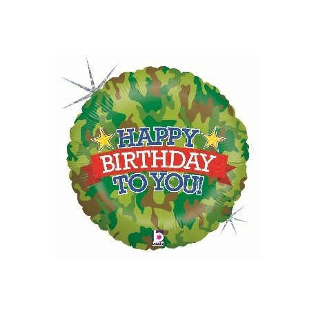 18" Happy Birthday Camo Foil Balloon