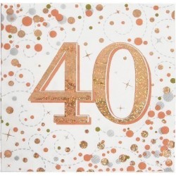 Sparkling Fizz Rose Gold 40th Birthday Serviettes