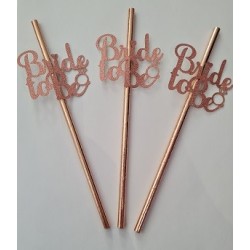 Rose Gold Bride to Be straws