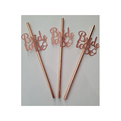 Rose Gold Bride to Be straws