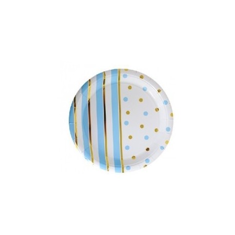 Stripes and Dots Plates Blue (pack of 10)