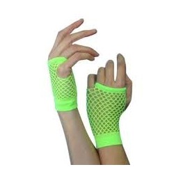 Lime Green short fishnet fingerless gloves (1 pair)