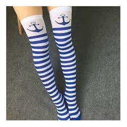 Thigh high Blue & White Stripe Socks
