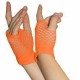 Orange short fishnet fingerless gloves (1 pair)