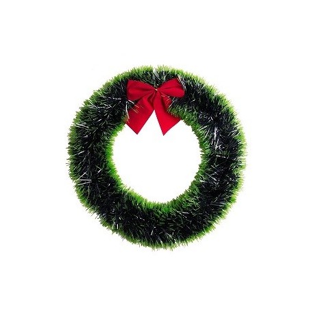 Tinsel Christmas Wreath with Bow (30cm)