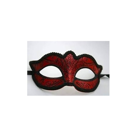 Red Masquarade Mask with Black Trim