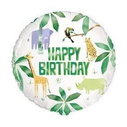 18" Animal Safari Happy Birthday Foil Balloon