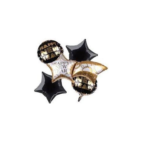 Happy New Year Foil balloon Bouquet (5pcs)