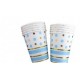 Blue and Gold Dots and Stripes Cups (pack of 10)
