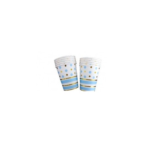 Blue and Gold Dots and Stripes Cups (pack of 10)