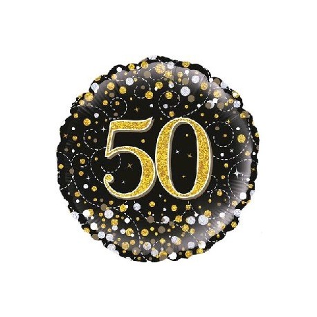 18" Black Fizz 50th Birthday Foil Balloon