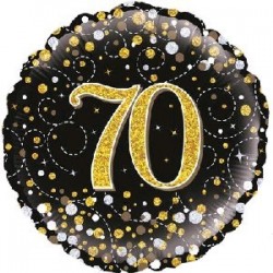18" Black Fizz 70th Birthday Foil Balloon
