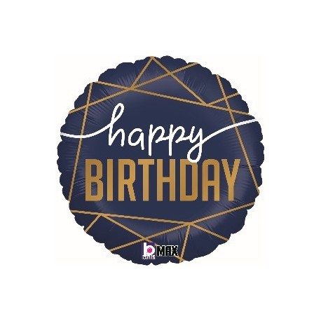 18" happy Birthday Navy Foil Balloon