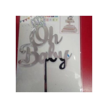 Oh Baby Cake Topper (Silver)