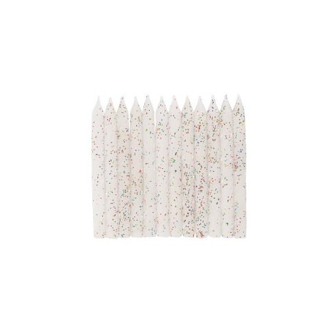 White Glitter Spiral Candles (pk/24)