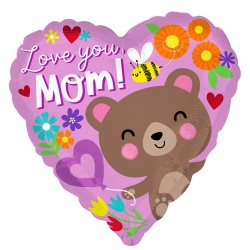 18" Love You Mom bear Foil balloon