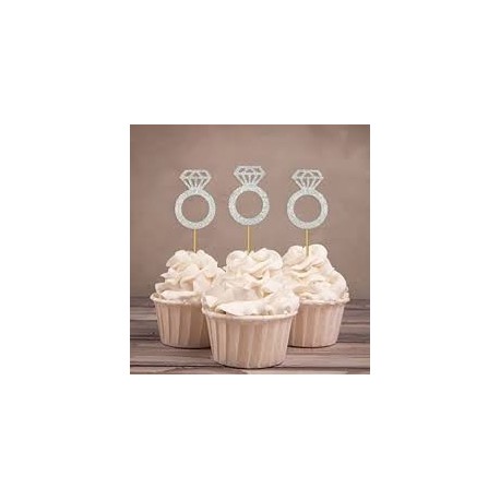 Silver Diamond Bride to Be cupcake toppers