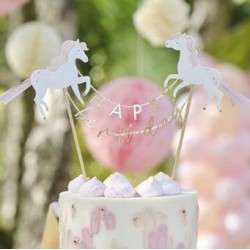 Princess Unicorn Happy Birthday Cake Topper. Princess party supplies 
