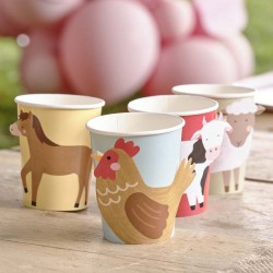 Farm Animals Cups (pack of 8)