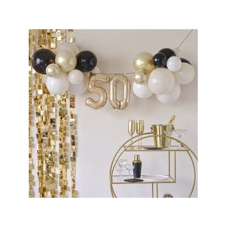 Champagne Noir - 50th Birthday Balloon Bunting