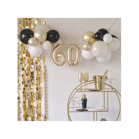 Champagne Noir - 60th Birthday Balloon Bunting
