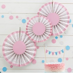Pink Spotted Hanging Fans (3 pcs)