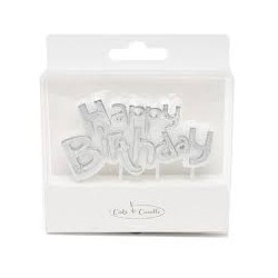 Happy birthday candle banner-Silver