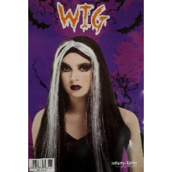 Wig - Long black with White Streaks