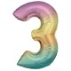 Rainbow Pastel Number 3 Supershape Foil Balloon