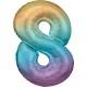 Rainbow Pastel Number 8 Supershape Foil Balloon