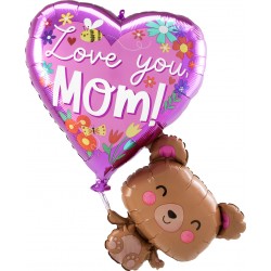Love You Mom bear Supershape Foil balloon