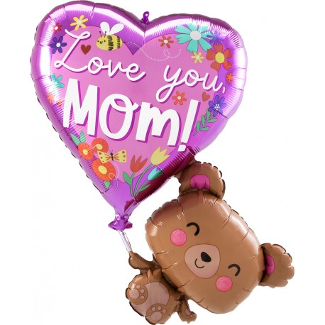 Love You Mom bear Supershape Foil balloon