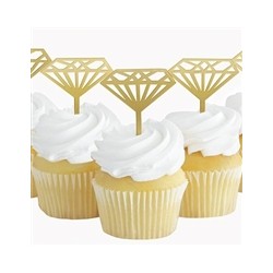 Gold Diamond Bride to Be cupcake toppers (pk/5)