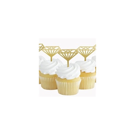 Gold Diamond Bride to Be cupcake toppers (pk/5)