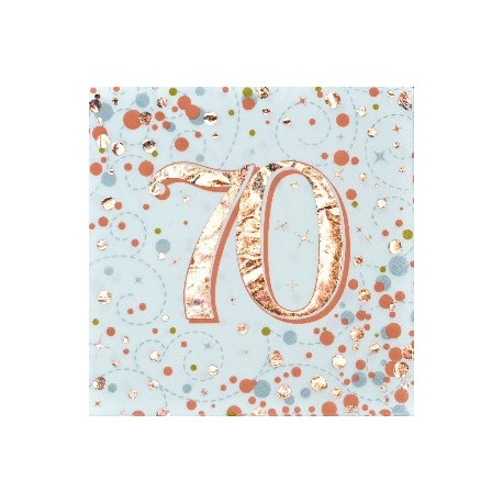 Sparkling Fizz Rose Gold 70th Birthday Serviettes (pk/16)