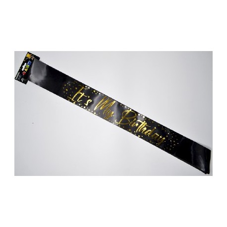 It's My Birthday Sash - Black with Gold print