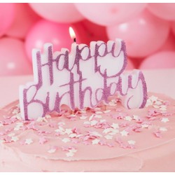 Happy birthday candle banner-Pink