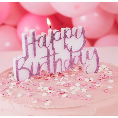 Happy birthday candle banner-Pink