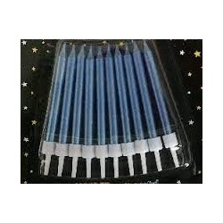 Chrome Blue Candles with Holders (pk/10)