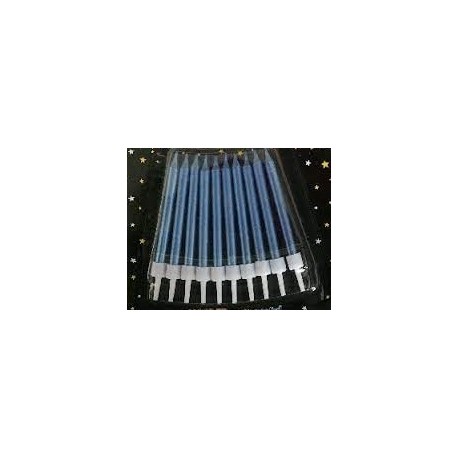 Chrome Blue Candles with Holders (pk/10)