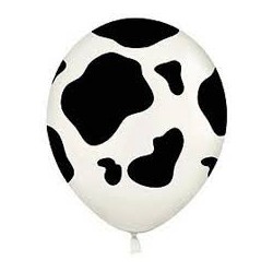 Black on white cow print latex balloon