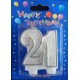 Number candle silver 21 x 1