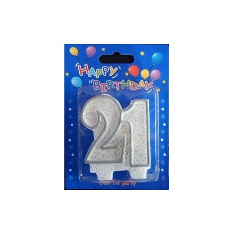 Number candle silver 21 x 1