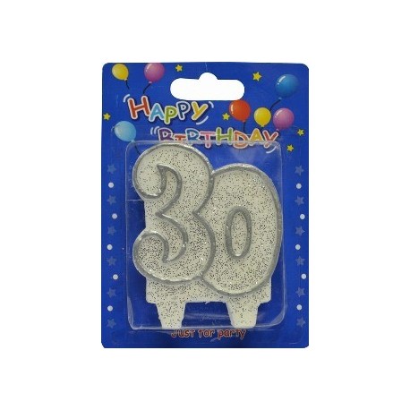 Number candle silver 30 x 1